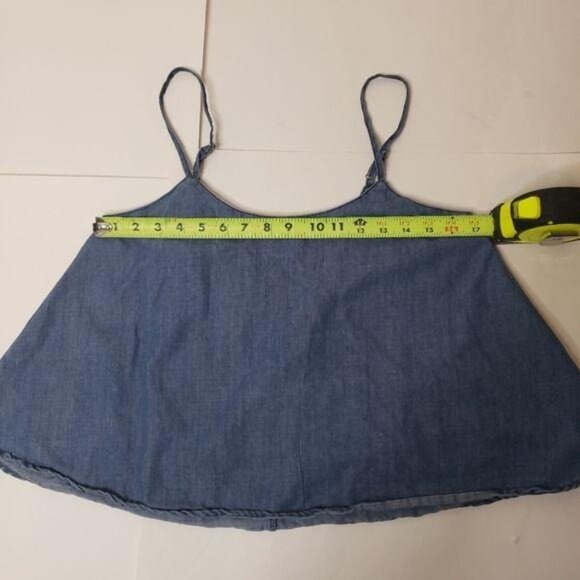 Paper Crane Blue Denim Spaghetti Strap Camisole Top With V-Neck Cutout Detail M - Picture 7 of 7